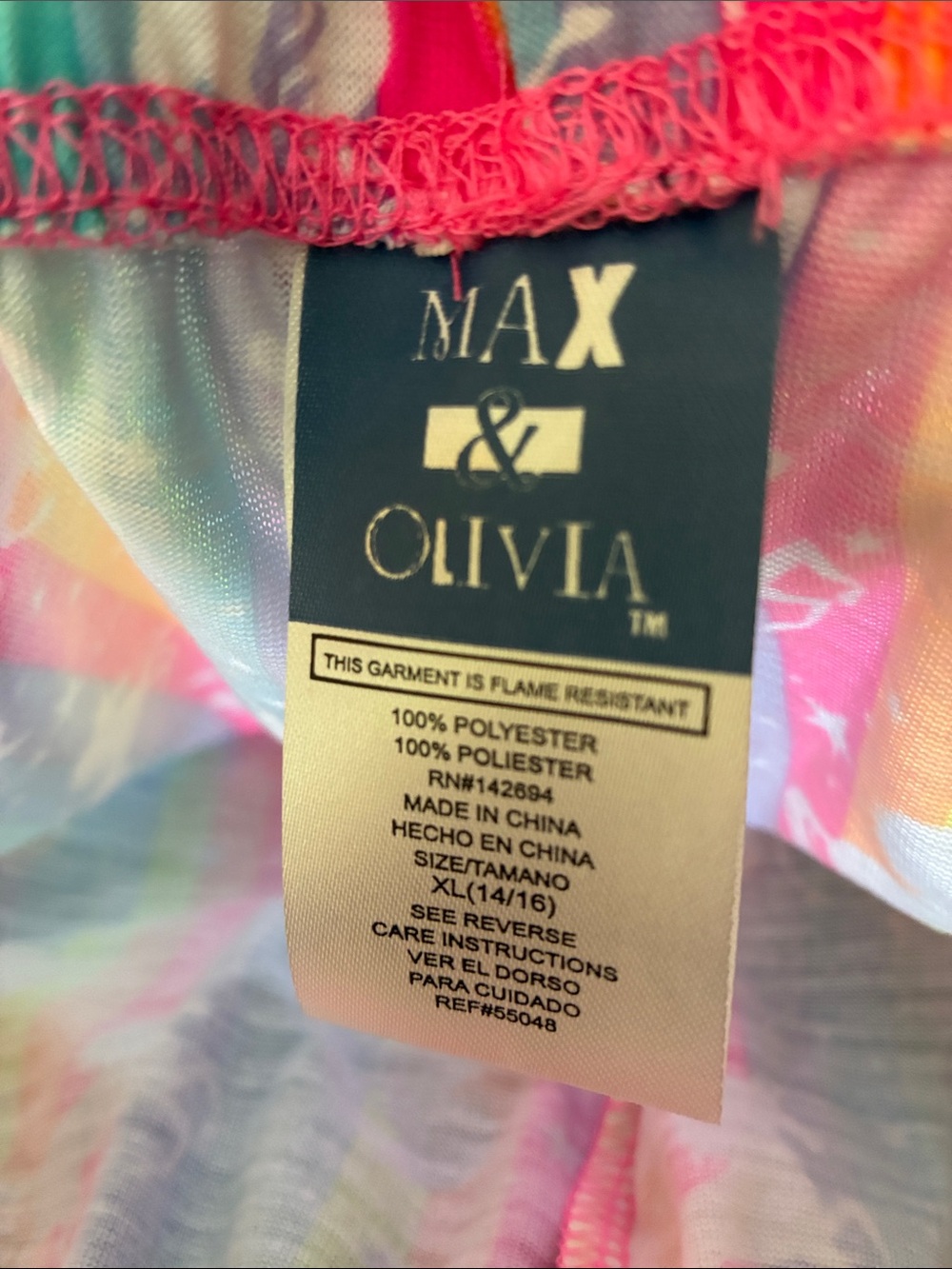 Max & Olivia Rainbow Unicorn Two Piece Sleepwear Set - Girls XL (14/16) - Picture 9 of 16